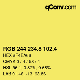 カラーコード: RGB 244 234.8 102.4 | qconv.com