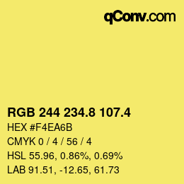 カラーコード: RGB 244 234.8 107.4 | qconv.com