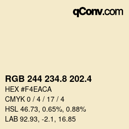 カラーコード: RGB 244 234.8 202.4 | qconv.com