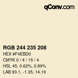 Código de color: RGB 244 235 208 | qconv.com