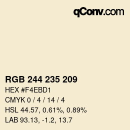 Color code: RGB 244 235 209 | qconv.com