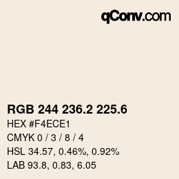 カラーコード: RGB 244 236.2 225.6 | qconv.com