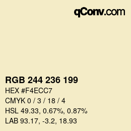 Color code: RGB 244 236 199 | qconv.com