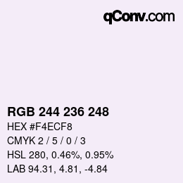 Color code: RGB 244 236 248 | qconv.com