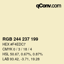 Color code: RGB 244 237 199 | qconv.com