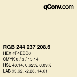 カラーコード: RGB 244 237 208.6 | qconv.com