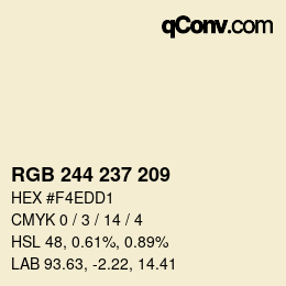 Color code: RGB 244 237 209 | qconv.com