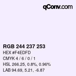 Color code: RGB 244 237 253 | qconv.com