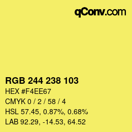 Color code: RGB 244 238 103 | qconv.com