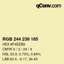 颜色代码: RGB 244 238 185 | qconv.com