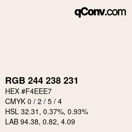 Color code: RGB 244 238 231 | qconv.com