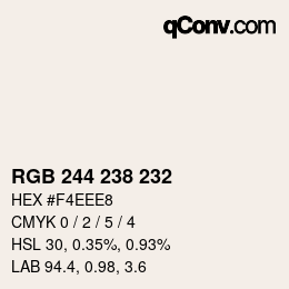 Color code: RGB 244 238 232 | qconv.com
