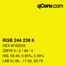 Color code: RGB 244 238 6 | qconv.com