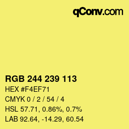 Color code: RGB 244 239 113 | qconv.com