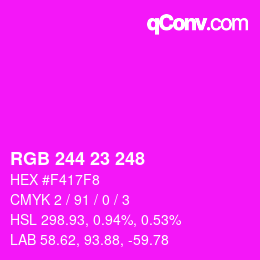 Color code: RGB 244 23 248 | qconv.com