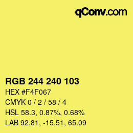 Color code: RGB 244 240 103 | qconv.com