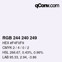 Color code: RGB 244 240 249 | qconv.com