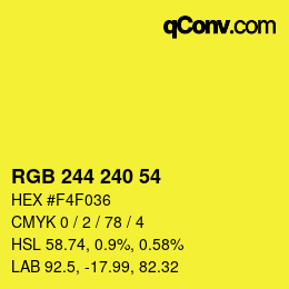 Color code: RGB 244 240 54 | qconv.com