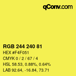 Color code: RGB 244 240 81 | qconv.com