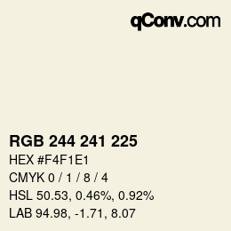 Color code: RGB 244 241 225 | qconv.com