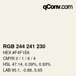 Código de color: RGB 244 241 230 | qconv.com