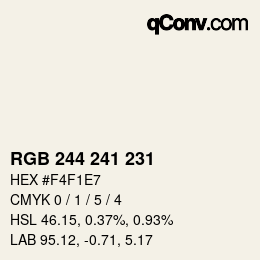 Color code: RGB 244 241 231 | qconv.com