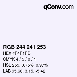 Color code: RGB 244 241 253 | qconv.com