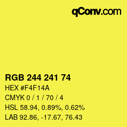 Color code: RGB 244 241 74 | qconv.com