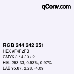 Color code: RGB 244 242 251 | qconv.com