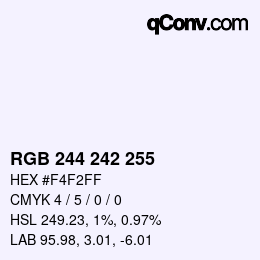 Color code: RGB 244 242 255 | qconv.com