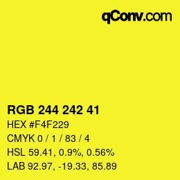 Color code: RGB 244 242 41 | qconv.com