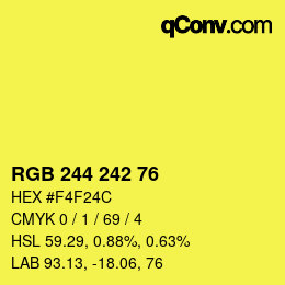 Farbcode: RGB 244 242 76 | qconv.com