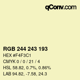Color code: RGB 244 243 193 | qconv.com