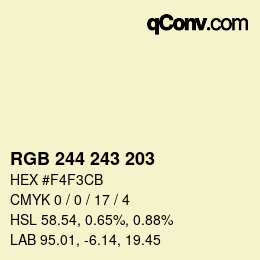 Color code: RGB 244 243 203 | qconv.com