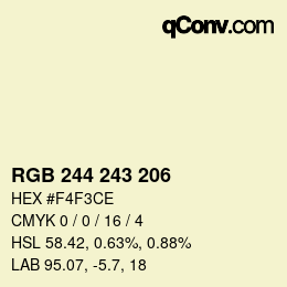 Color code: RGB 244 243 206 | qconv.com