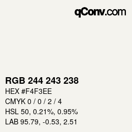 Código de color: RGB 244 243 238 | qconv.com