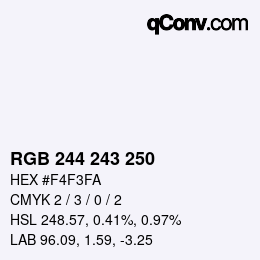 Color code: RGB 244 243 250 | qconv.com