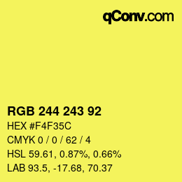 Color code: RGB 244 243 92 | qconv.com