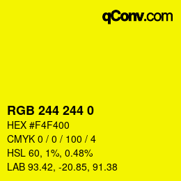 Color code: RGB 244 244 0 | qconv.com