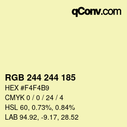 カラーコード: RGB 244 244 185 | qconv.com