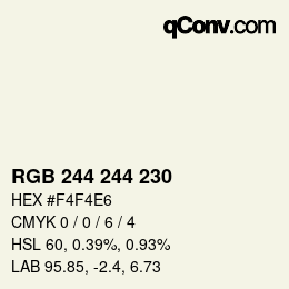 Código de color: RGB 244 244 230 | qconv.com