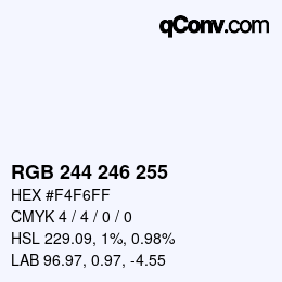 Color code: RGB 244 246 255 | qconv.com