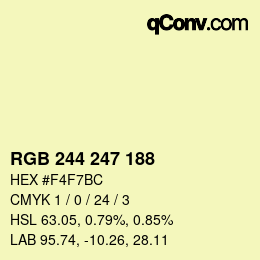 Color code: RGB 244 247 188 | qconv.com