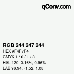 Código de color: RGB 244 247 244 | qconv.com