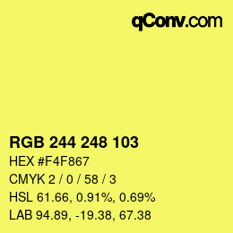 Color code: RGB 244 248 103 | qconv.com