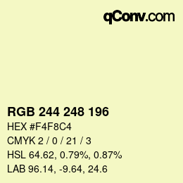 Código de color: RGB 244 248 196 | qconv.com