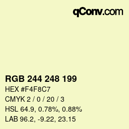 Farbcode: RGB 244 248 199 | qconv.com