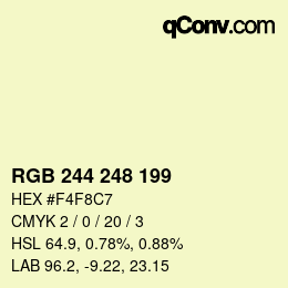 Color code: RGB 244 248 199 | qconv.com