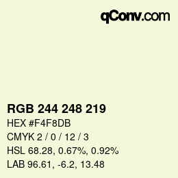 Color code: RGB 244 248 219 | qconv.com
