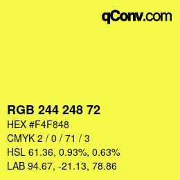 Color code: RGB 244 248 72 | qconv.com